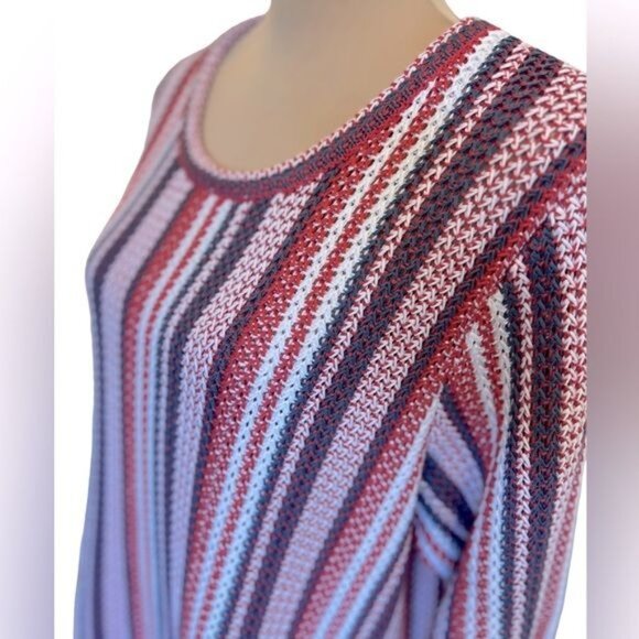 Soft Surroundings MONTEGO BAY knit 3/4 sleeve sweater size 1X Striped - Picture 7 of 11